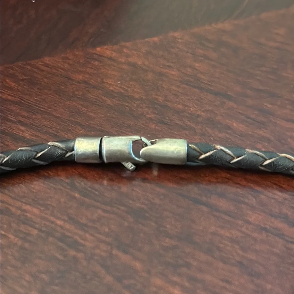 Men’s leather braided bracelet brown with  “Dad❤️JAX” wording engraved